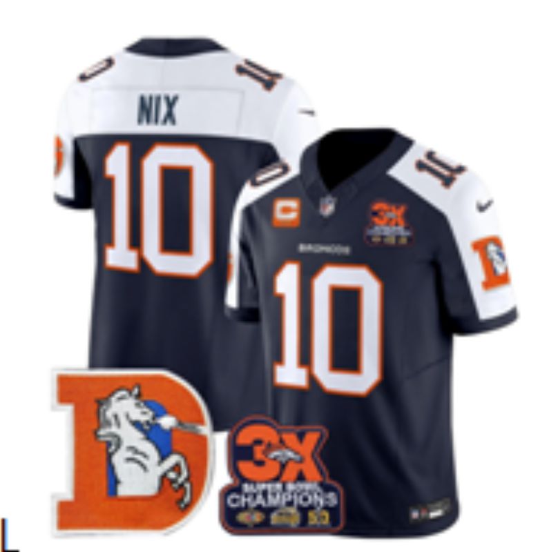 Men 2026 Denver Broncos #10 Nix blue white three generations Nike Limited NFL Jersey style 006->denver broncos->NFL Jersey